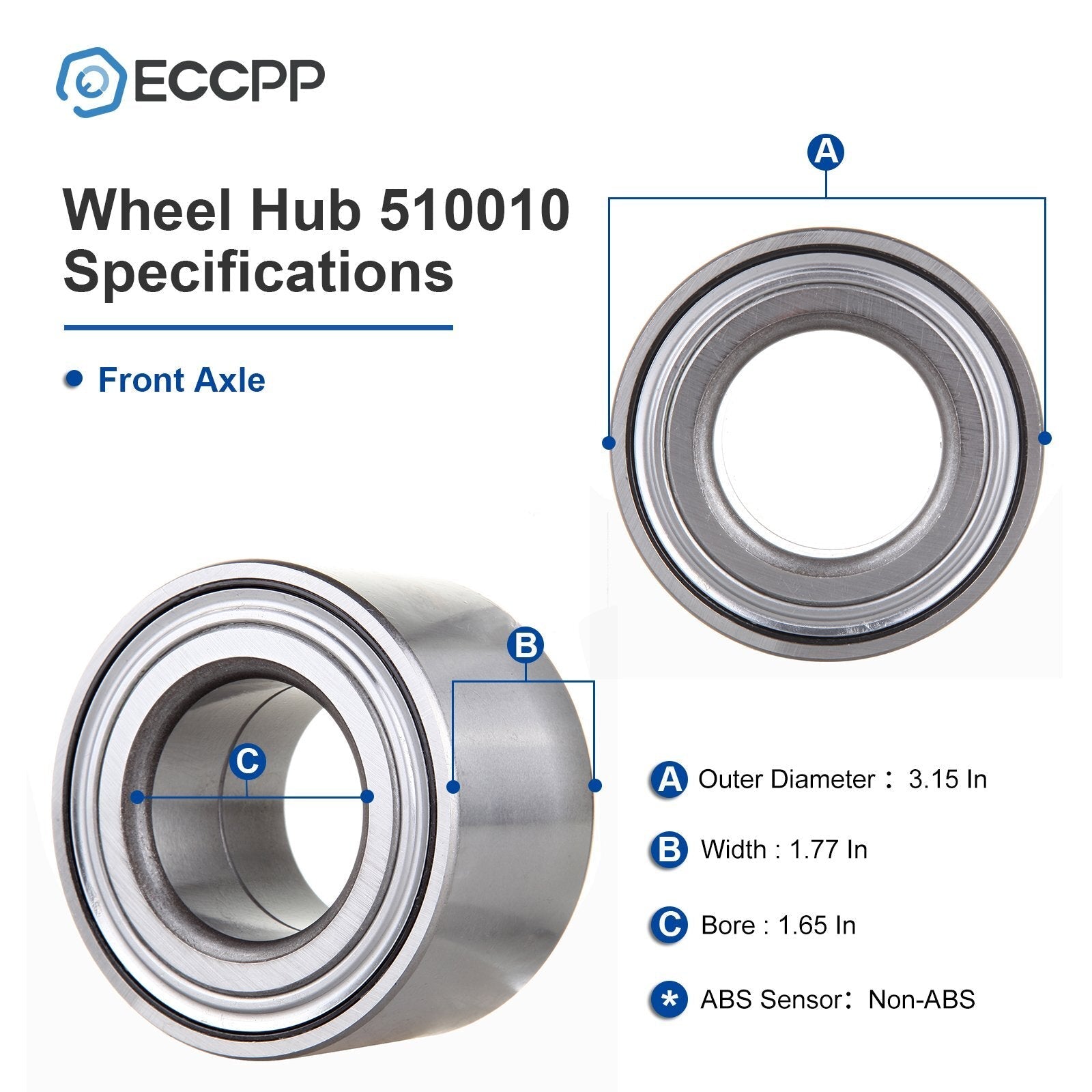 2P Front Wheel Bearings For Ford Fusion Lincoln MKZ 2007-2012 Mazda 6 2003-2008 6B93BC-57