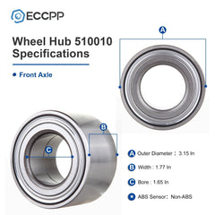 2P Front Wheel Bearings For Ford Fusion Lincoln MKZ 2007-2012 Mazda 6 2003-2008 6B93BC-57