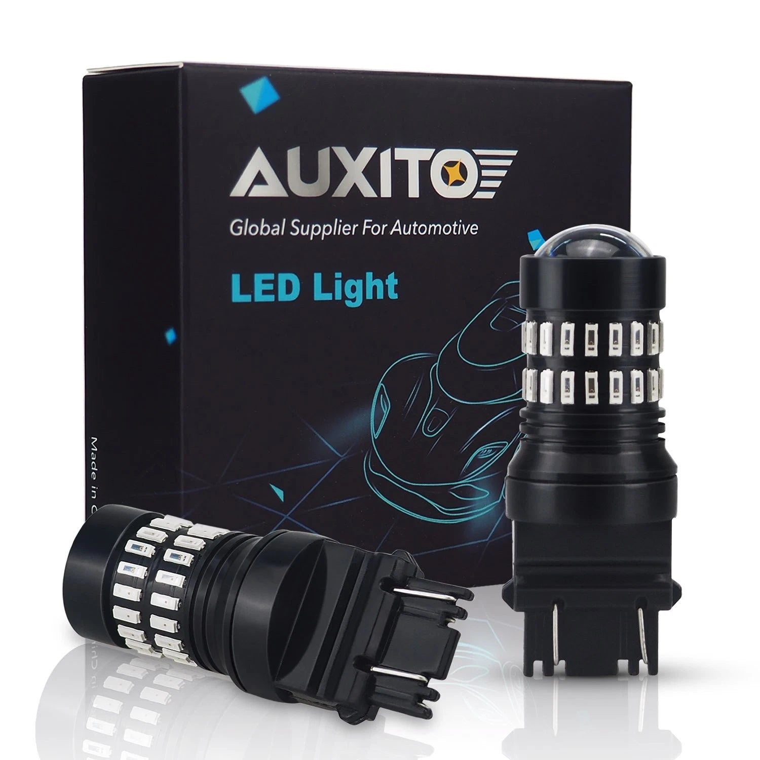 2 PC 3156 AUXITO 3157 4057 Break LED Tail Stop Light Singal Bulb RED Light EOA AUXITO