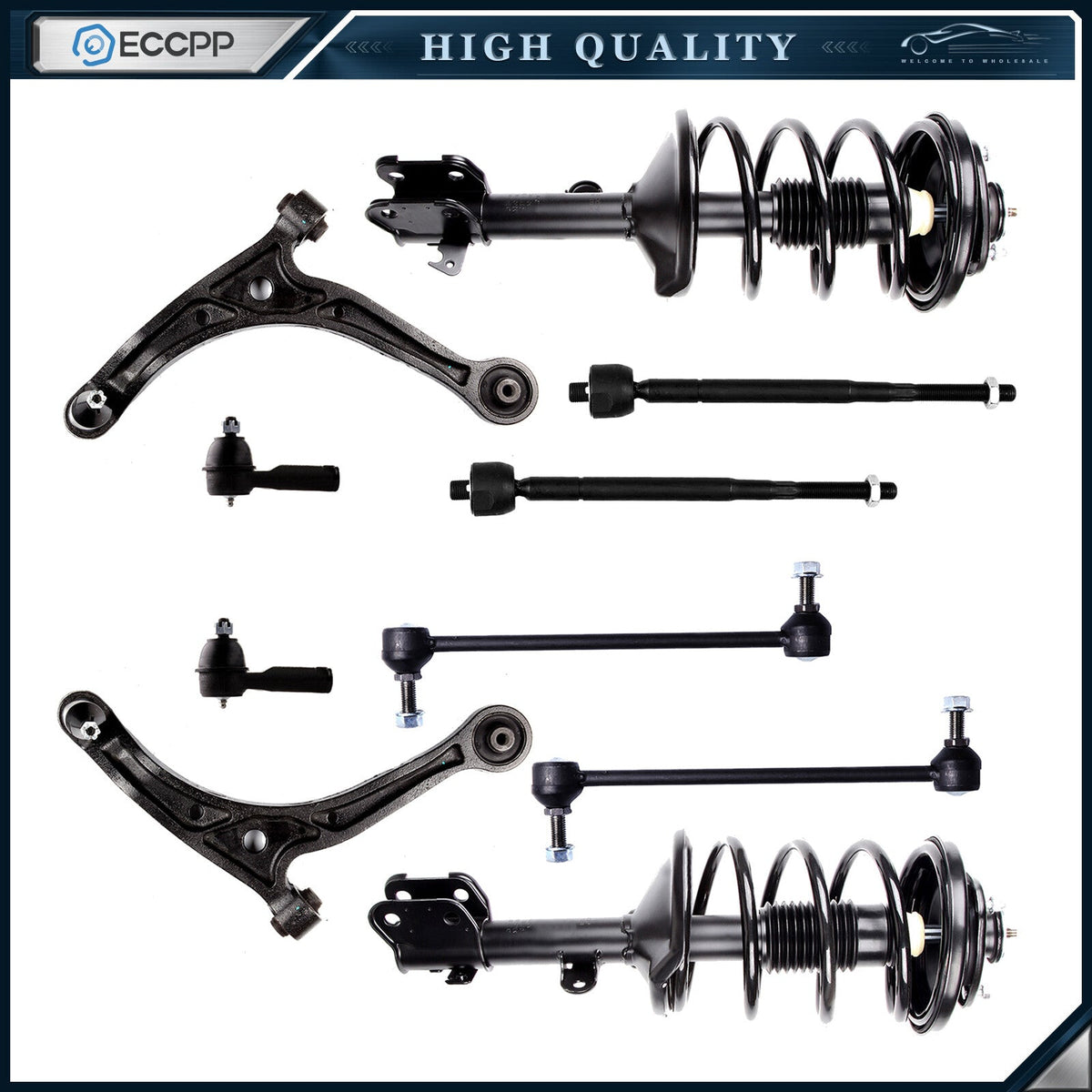 Front Struts Lower Control Arms Tierod Sway Bar for 2002-2004 Honda Odyssey 6B93BC-57