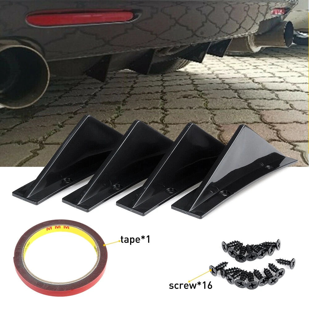 For Dodge Charger Challenger Rear Diffuser Shark Fins Bumper Lip Splitter Glossy 6B93BC-57