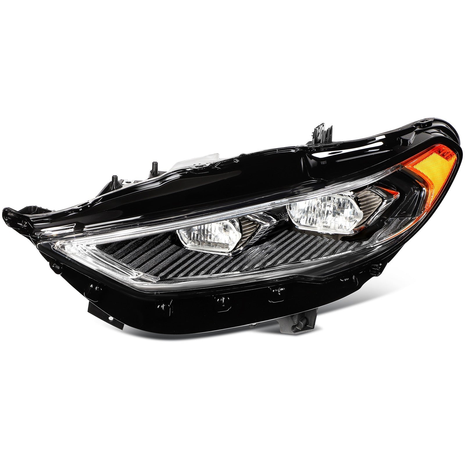 Left Side Full LED Headlight Assembly For 2017-2020 Ford Fusion Black Amber 6B93BC-57