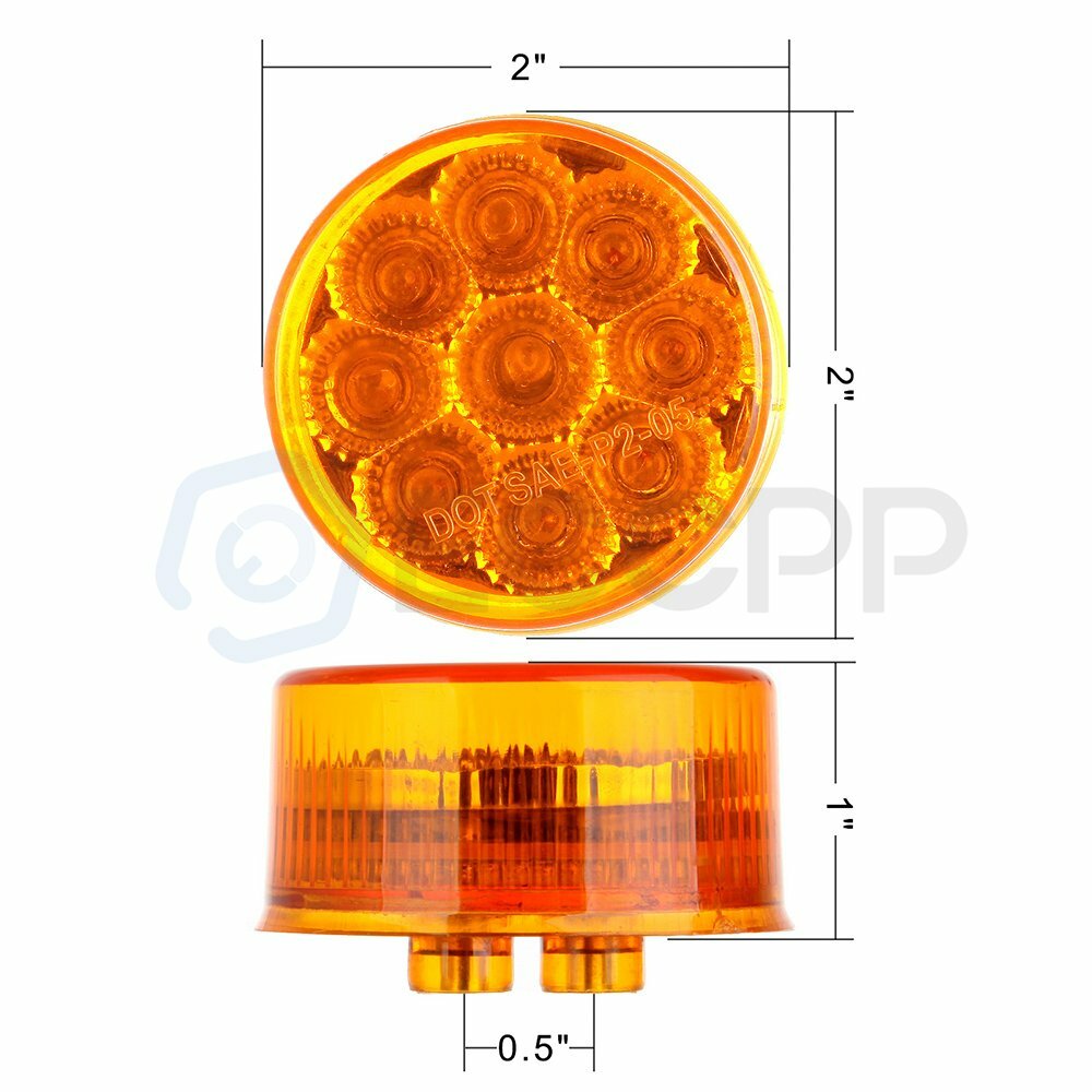 16x Red Amber 2 inch Round 9 LED Side Marker Trailer Light tail turn signal 6B93BC-57