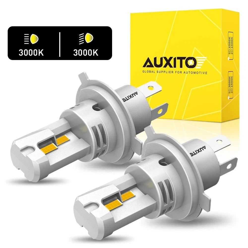 AUXITO H4 9003 LED Headlight Bulbs Hi Low Beam Kit 3000K Amber Yellow Canbus EOA AUXITO