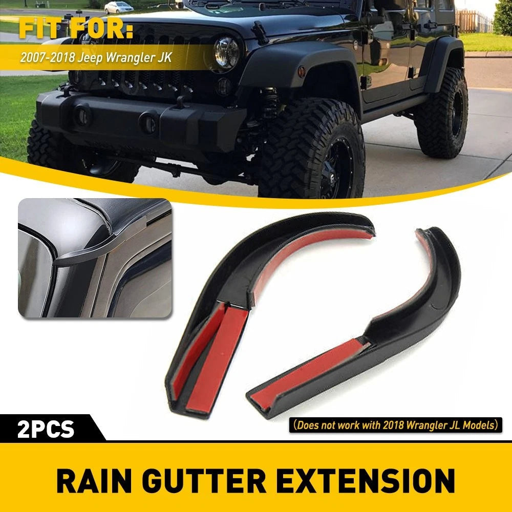 Water Rain Diverters Gutter Extension For Jeep Wrangler JK 2007-17 Accessories A 6B93BC-57