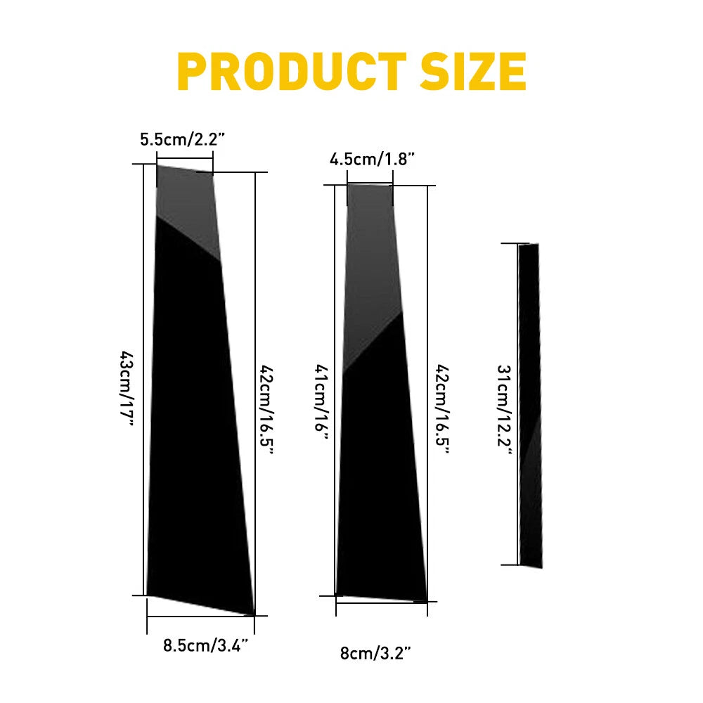 6Pcs Fit For Honda Accord 4dr 2008-2012 Piano Black Pillar Post Cover Door Trim 6B93BC-57