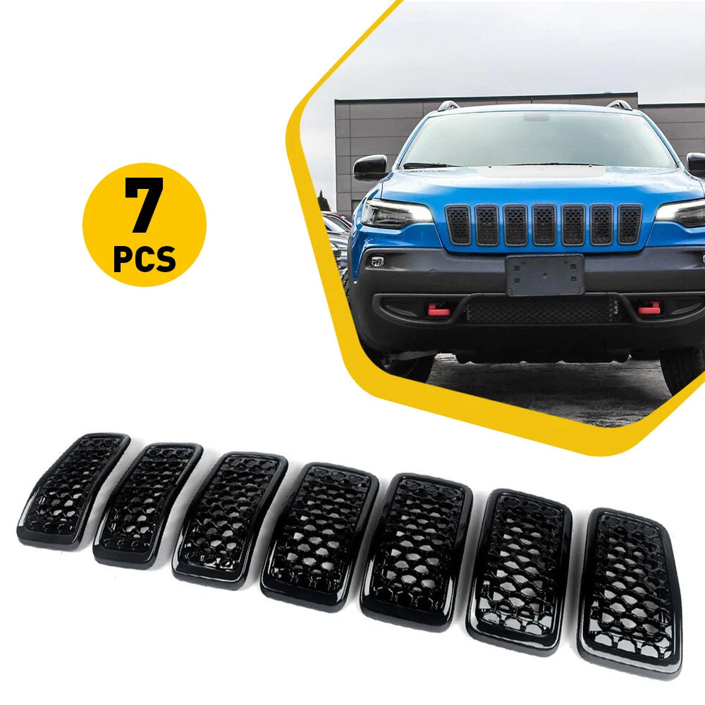 7pcs Front Grill Cover Mesh Grille Insert for 2019 2020 2021 2022 Jeep Cherokee 6B93BC-57