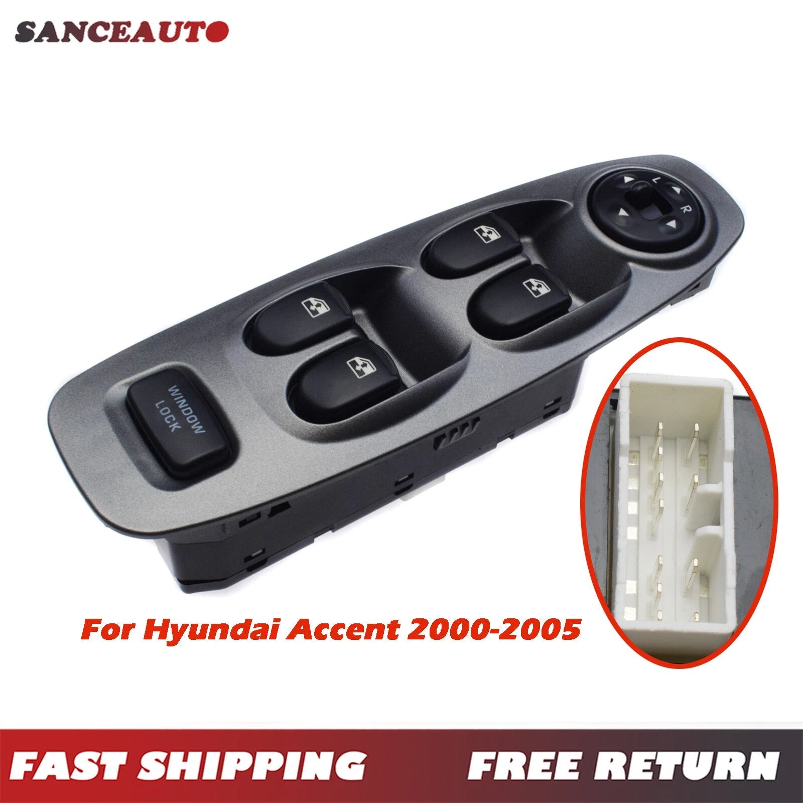 Grey Power Window Lifter Master Control Switch For Hyundai Accent 2000-2005 6B93BC-57