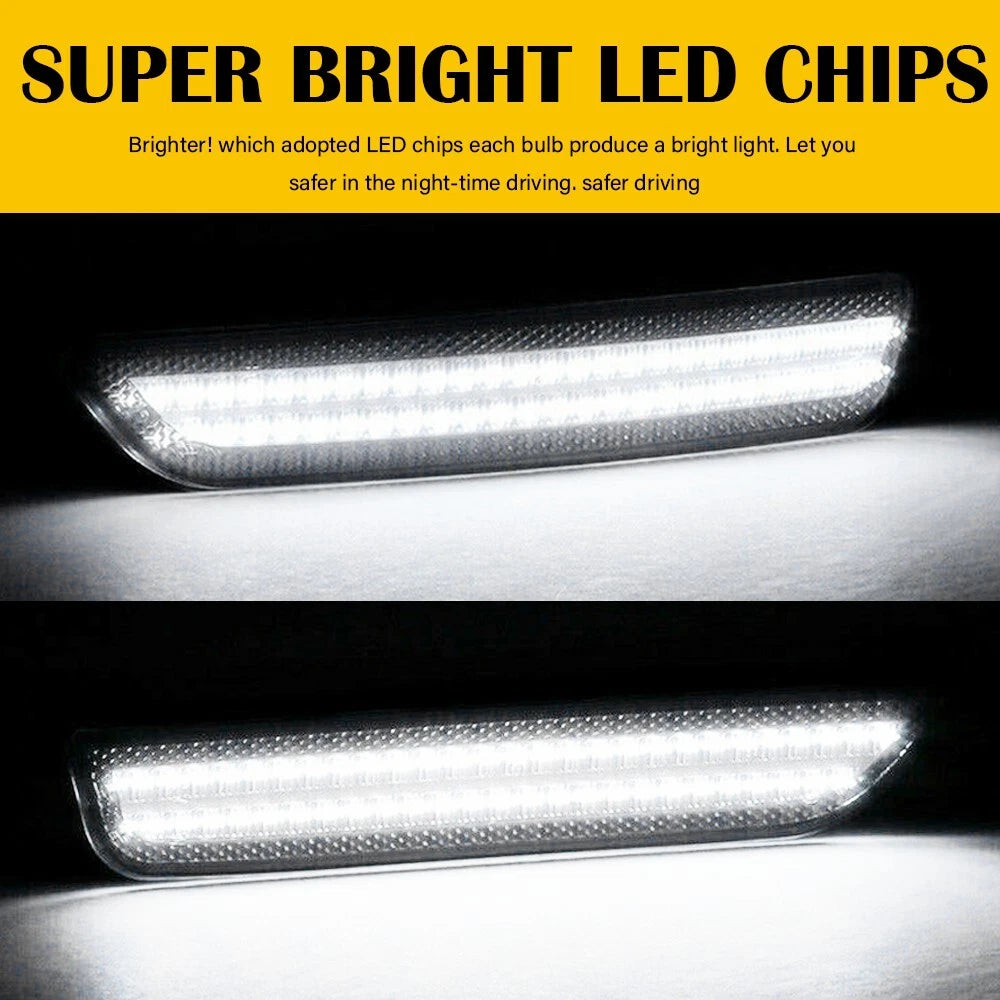 4pcs for 10-14 Ford Mustang Side Marker Light White LED Front + Rear Bumper Lamp 6B93BC-57
