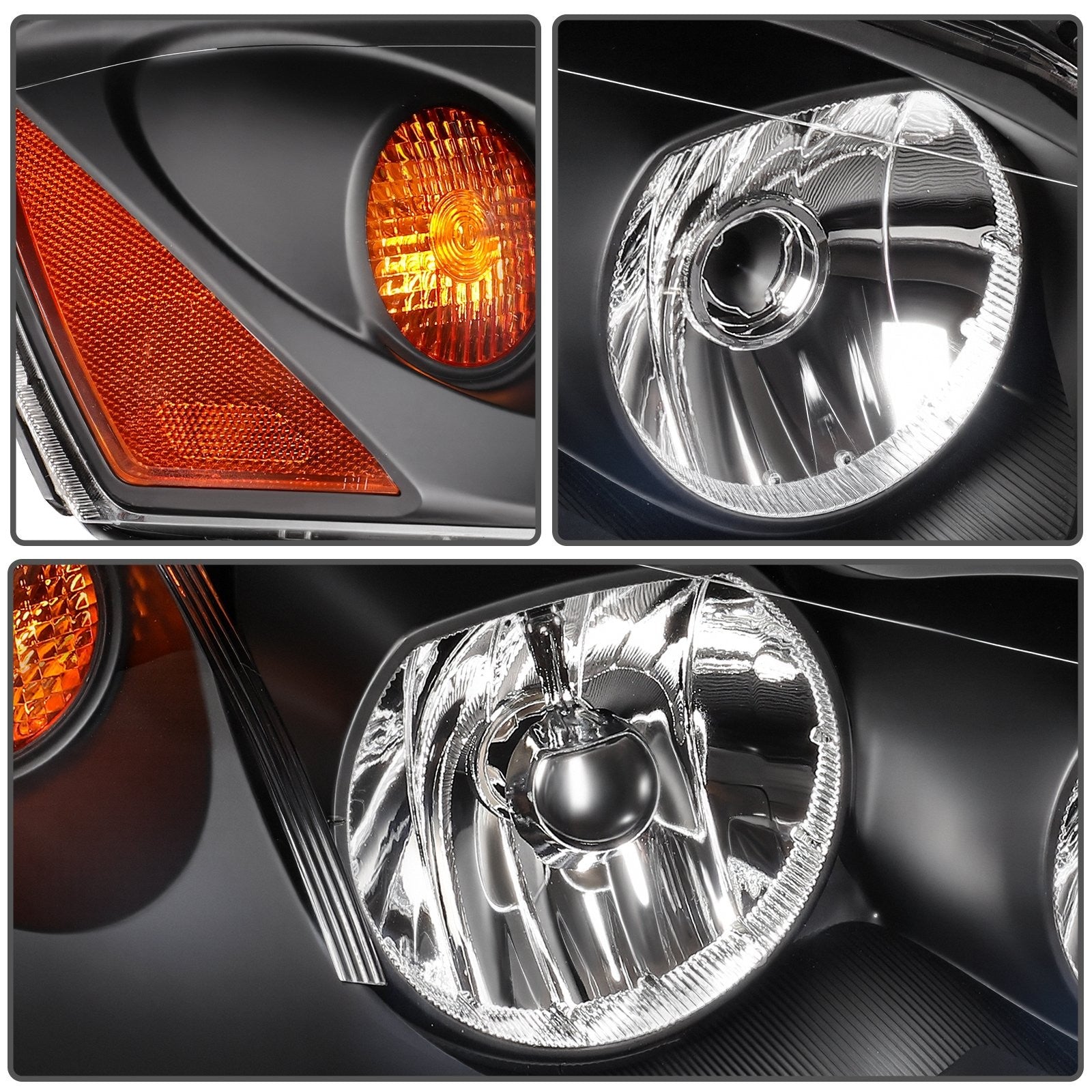 Pair Kit Headlights Assembly For 2005-2010 Pontiac G6 2.4L 3.5L Black Amber KOEEP