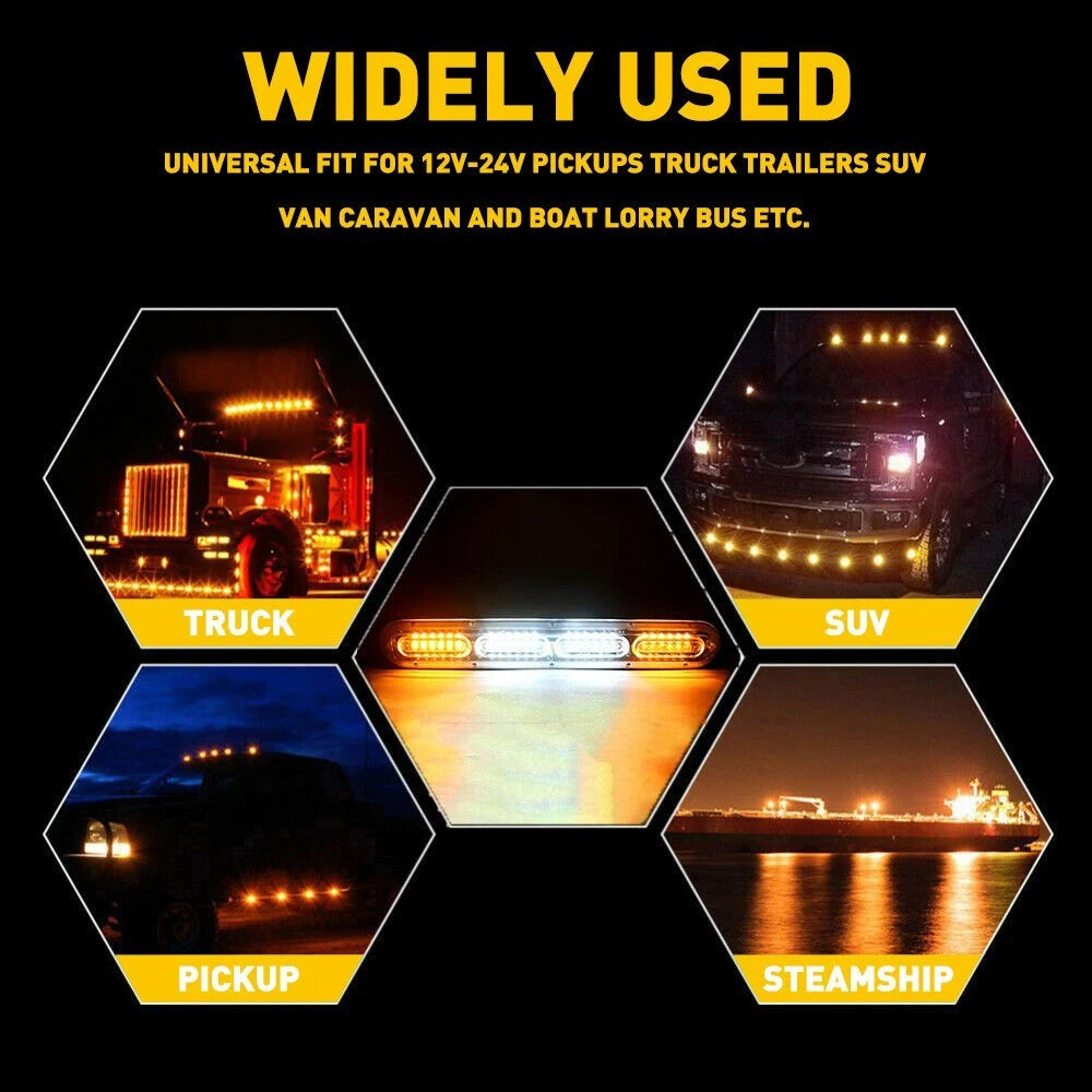 2x Amber White LED Car Truck Emergency Warning Hazard Flash Strobe Light Bar EOA 6B93BC-57
