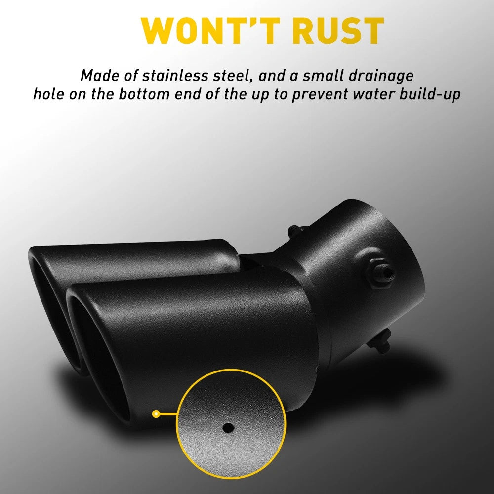 Car Rear Dual Exhaust Rear Pipe Tail Muffler Tip Tailpipe Throat Universal Black 6B93BC-57