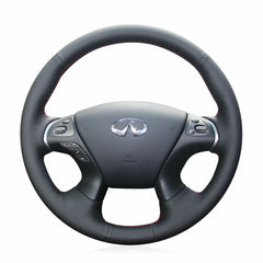 Hand-Sewing Black PU Leather Steering Wheel Covers Wrap For Infiniti JX35 2013