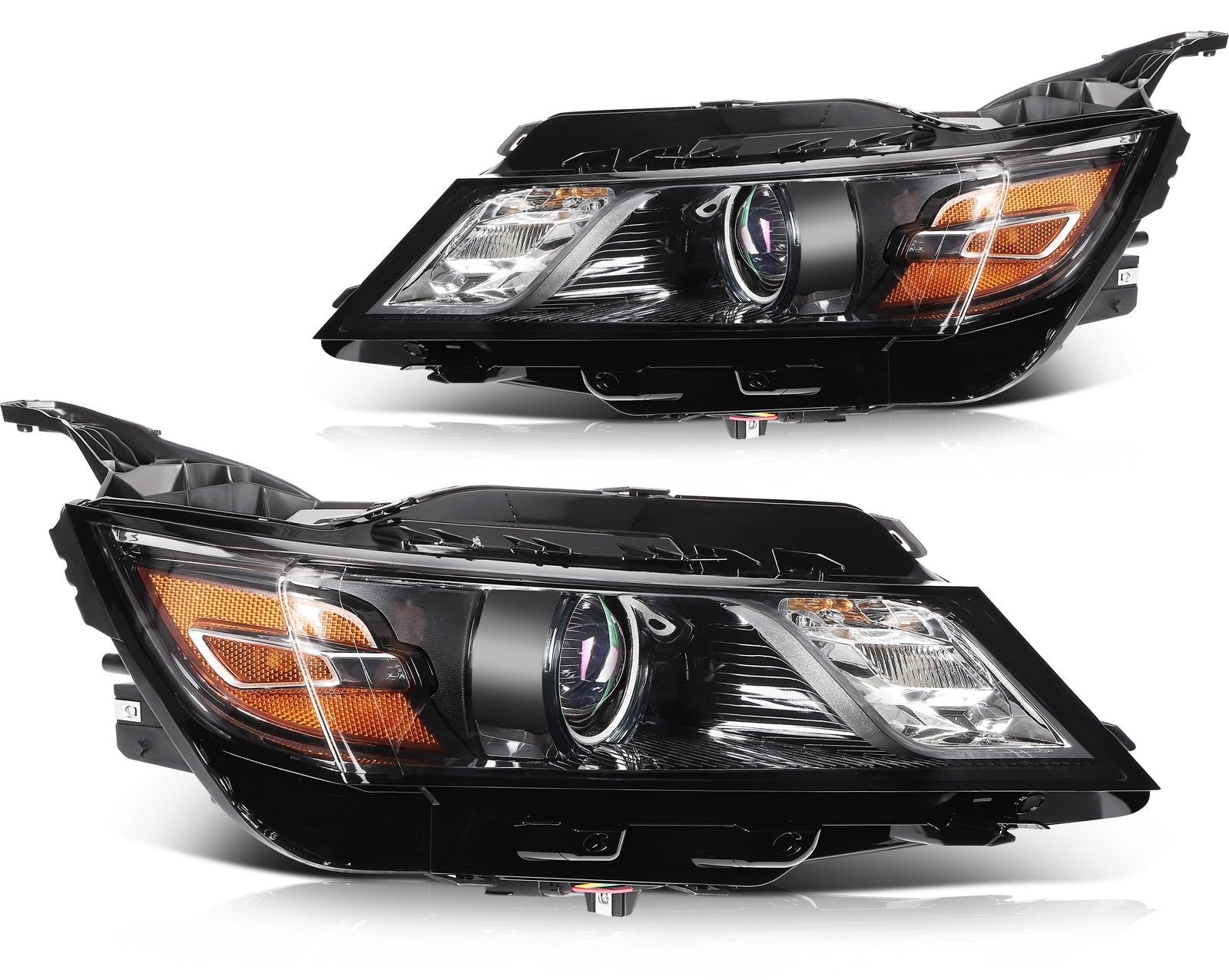 Pair Kit Halogen Headlights Assembly For 2014-2020 Chevrolet Impala Black Amber 6B93BC-57