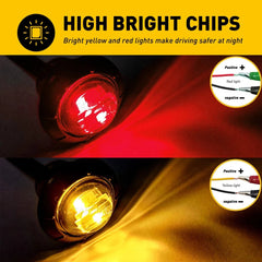 20pcs 3/4" Round Amber Red LED Signal Trailer Clearance Side Marker Lights12V EA 6B93BC-57