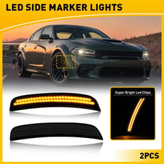 Smoked Lens Marker Side Lights LED Amber For Lamps Dodge 2015-2020 Charger EOA 6B93BC-57