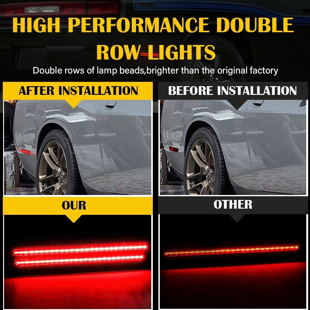 For 2011-2014 Dodge Charger Red Lens LED Rear Bumper Side Marker Light Lamp Pair 6B93BC-57