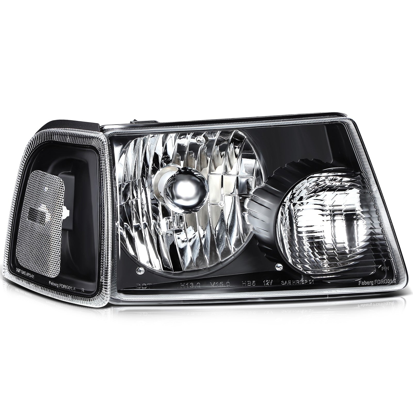 Pair Kit Halogon Black Headlights Assembly For 2001-2011 Ford Ranger Black 6B93BC-57