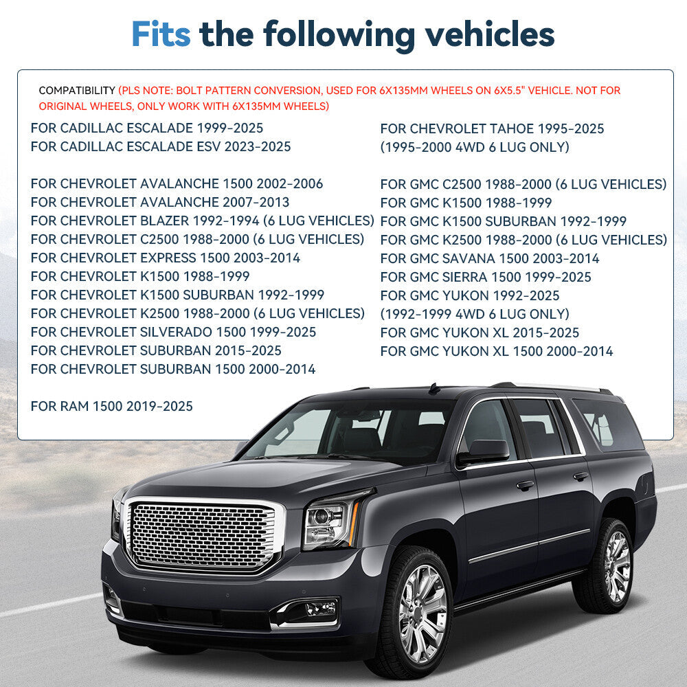 2 Pcs 1.25" 6x5.5 to 6x135 Wheel Adapters 14x1.5 For Chevy Silverado Sierra 1500 6B93BC-57