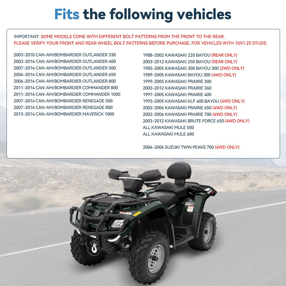 ECCPP 2 Pcs 1" 25mm 4X137 Wheel Spacers 10x1.25 For Can-Am Bombardier 4/137 ATV ECCPP