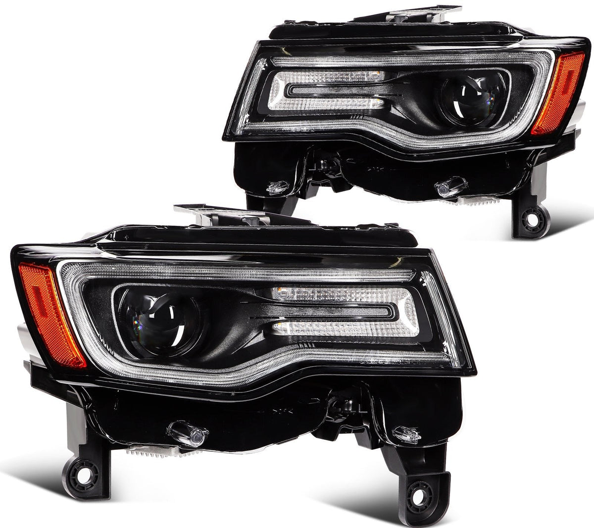 ECCPP Headlights Assembly For Jeep Grand Cherokee 2019-2021 Pair Kit Black Amber 6B93BC-57