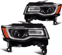 ECCPP Headlights Assembly For Jeep Grand Cherokee 2019-2021 Pair Kit Black Amber 6B93BC-57