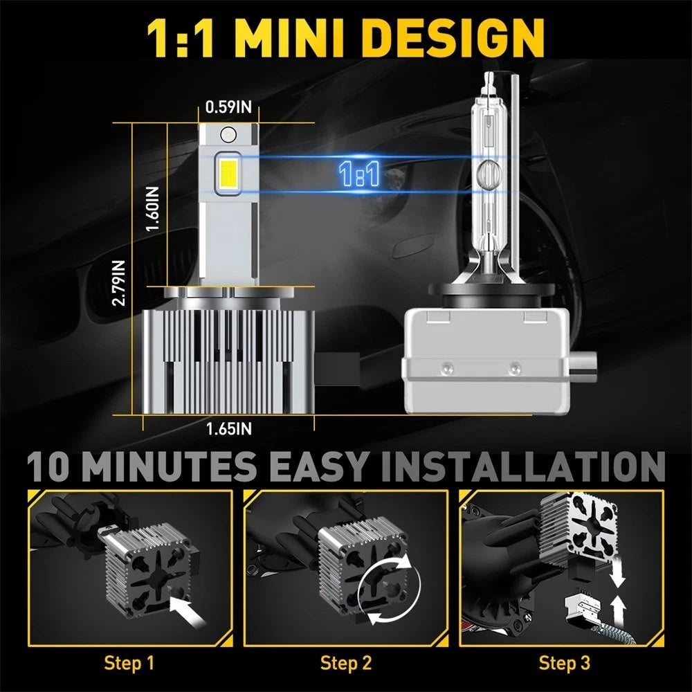 Pair D3S D3R LED Headlight Bulbs Kit For Ford Mustang 2013-2018 High Low Beam 6B93BC-57