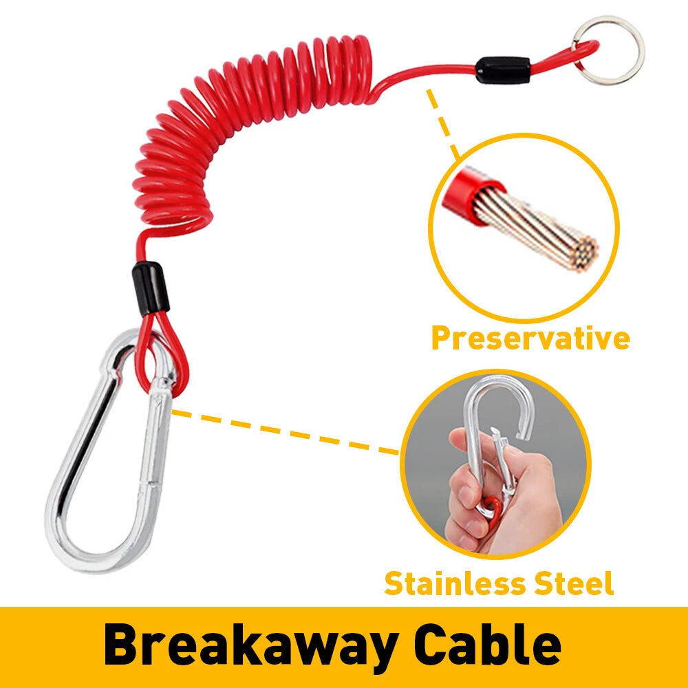 6FT Breakaway Trailer Cable Trailer Safety Spring Rope Coiled Brake Away Cable 6B93BC-57
