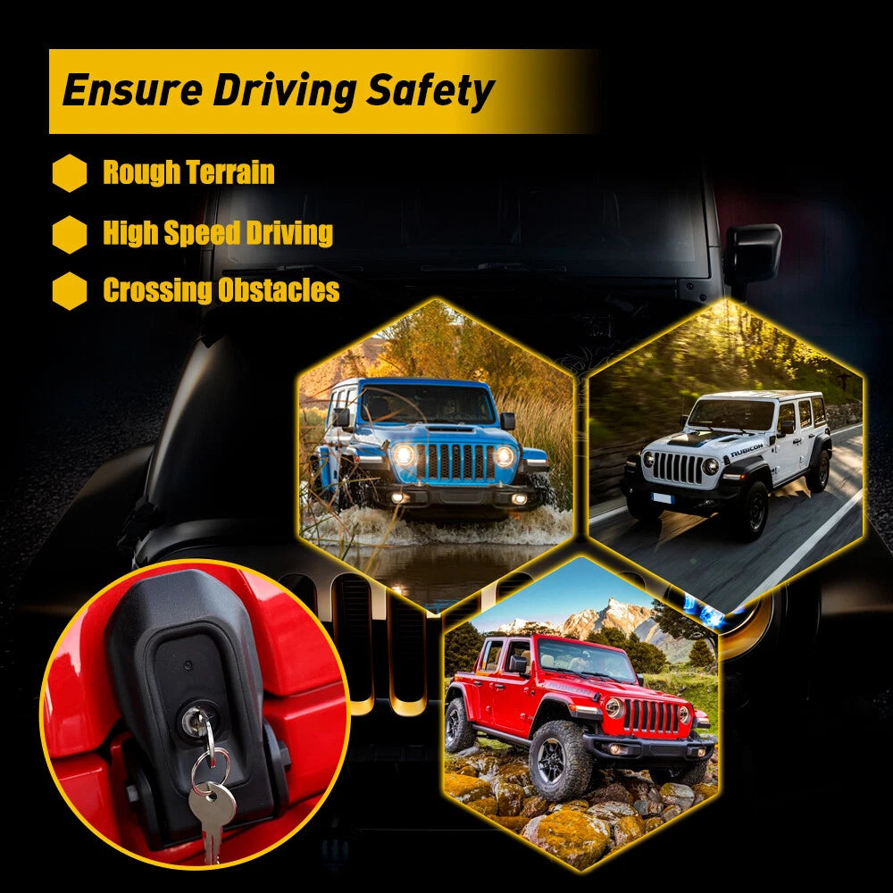 Hood Lock Latches Kit for Catch Jeep Wrangler JL Gladiator JT 2018-2024 With Key 6B93BC-57