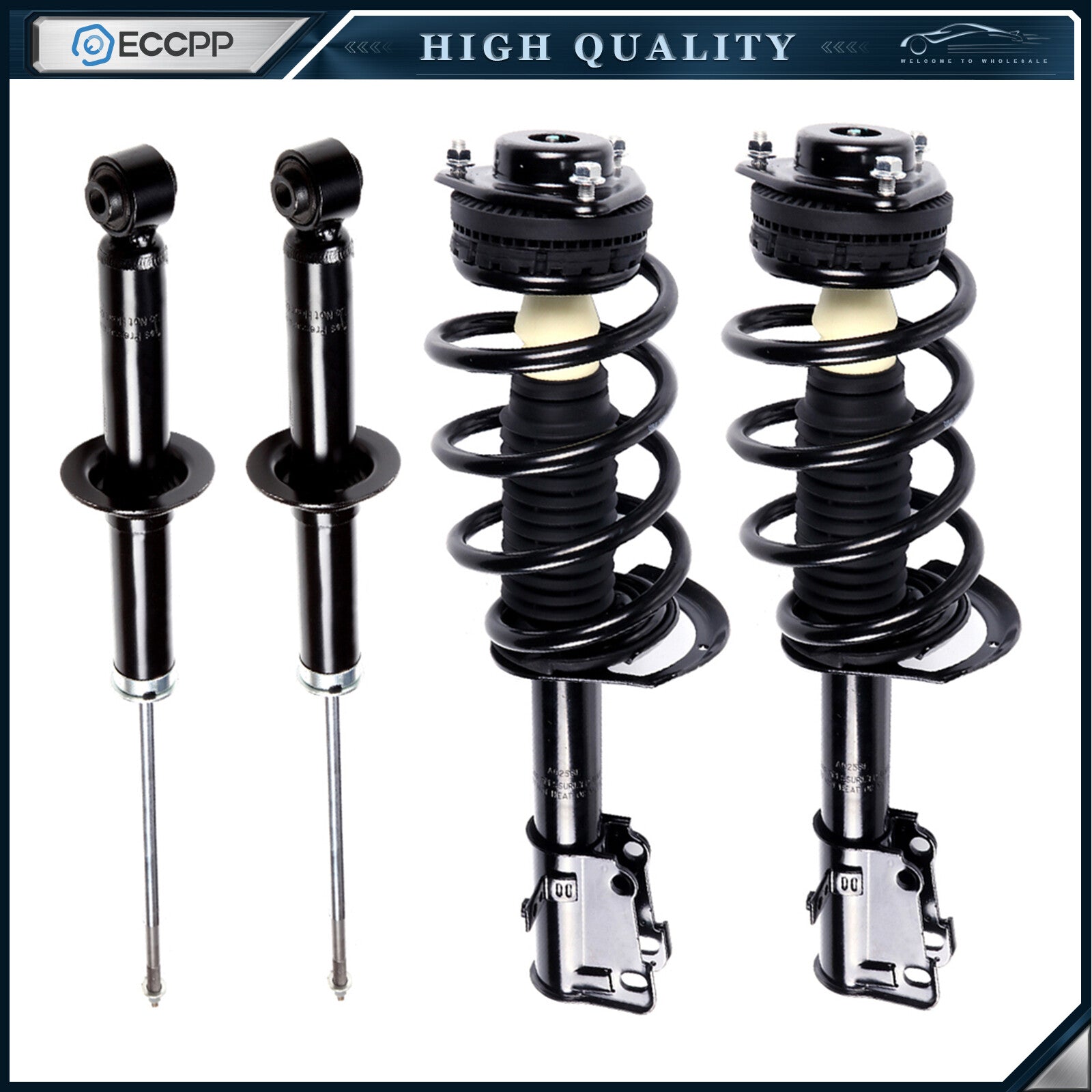 For 2008-14 Dodge Avenger FWD (4) Front Struts w/Spring Mount & Rear Shocks Kits 6B93BC-57