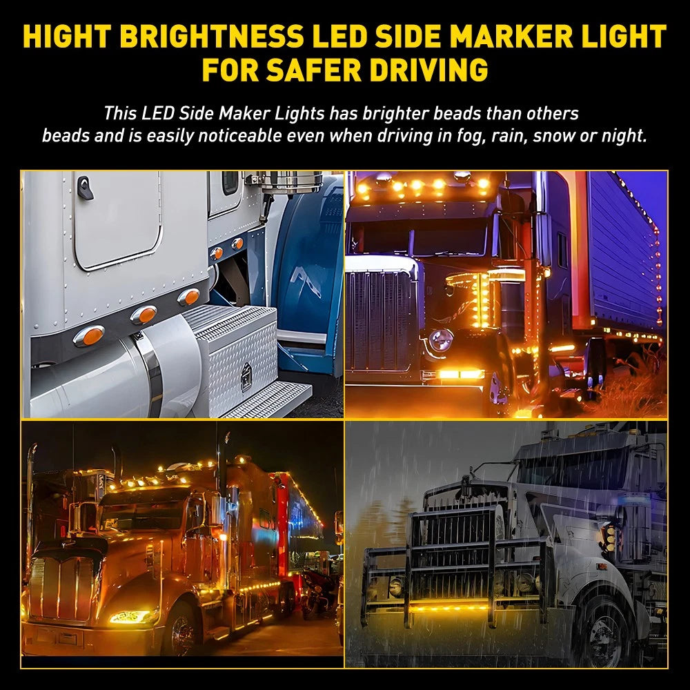 10x 6.5" Amber Oval LED Side Marker Lights Truck Trailer Semi Clearance Light EA 6B93BC-57