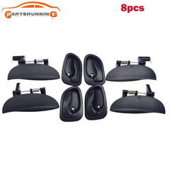 8PCS Inside & Outside Black Door Handles SET For 1997-2005 Hyundai Atos 6B93BC-57