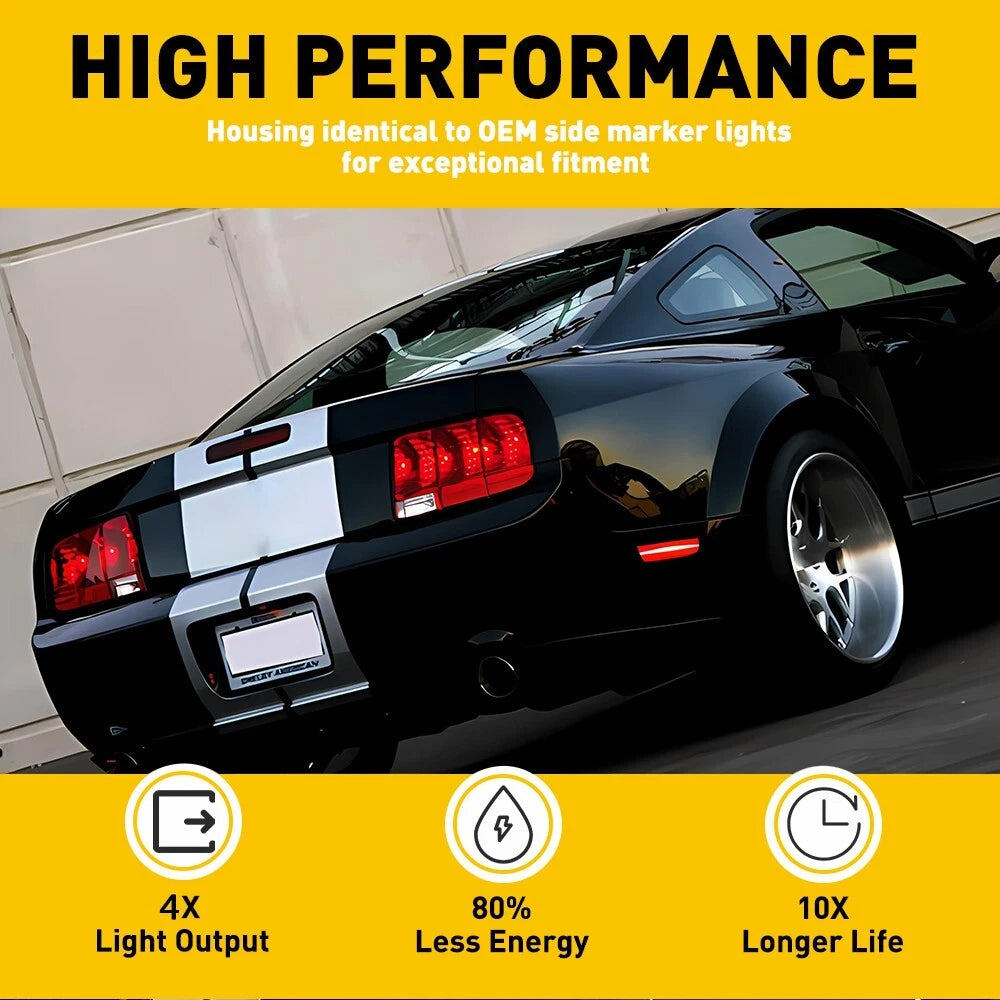 2x Red Lens LED Rear Bumper Side Marker Lights Lamps For 2005-2009 Ford Mustang 6B93BC-57