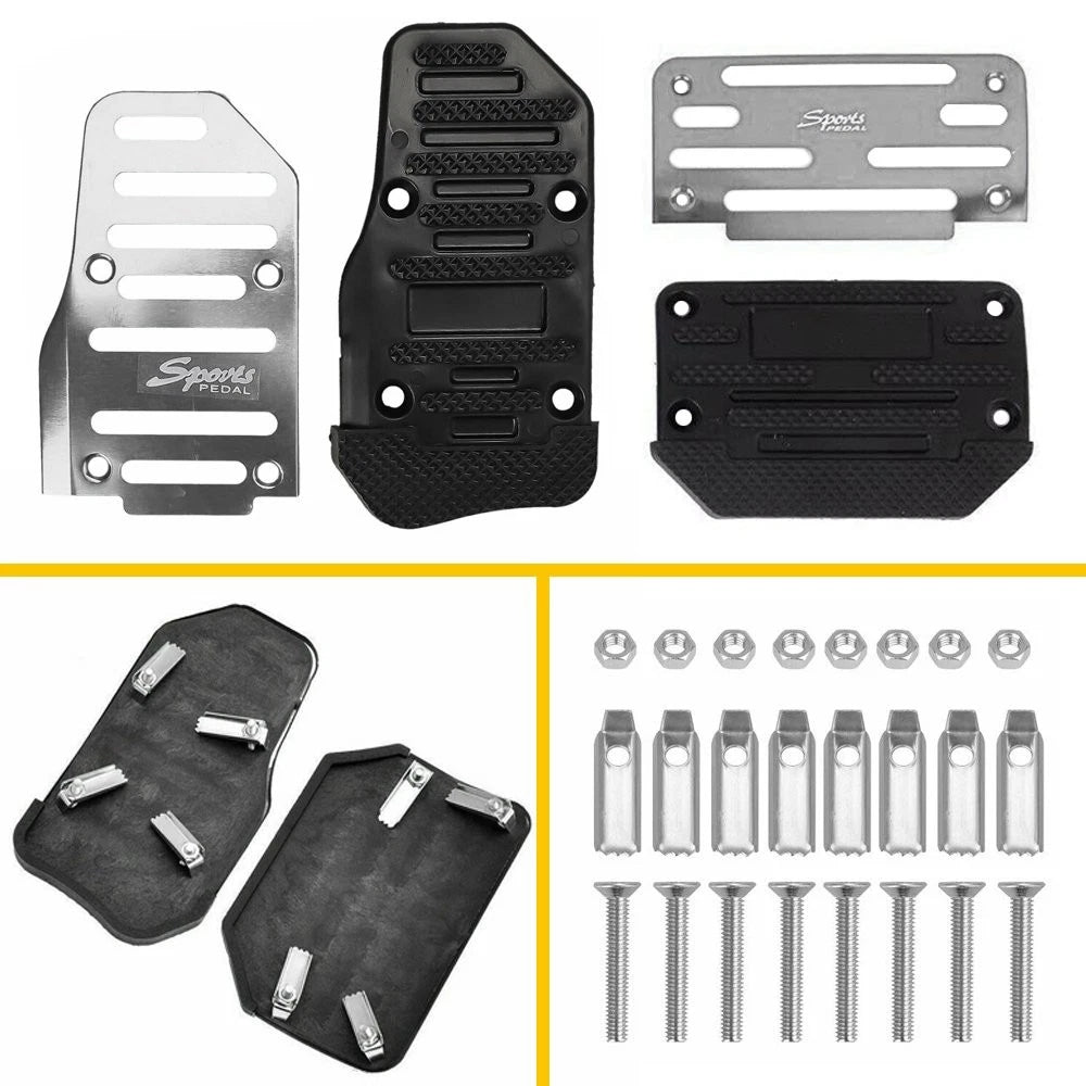 [Silver] Non Slip Automatic Gas Brake Foot Pedal Pad Cover Car Auto Accessories 6B93BC-57