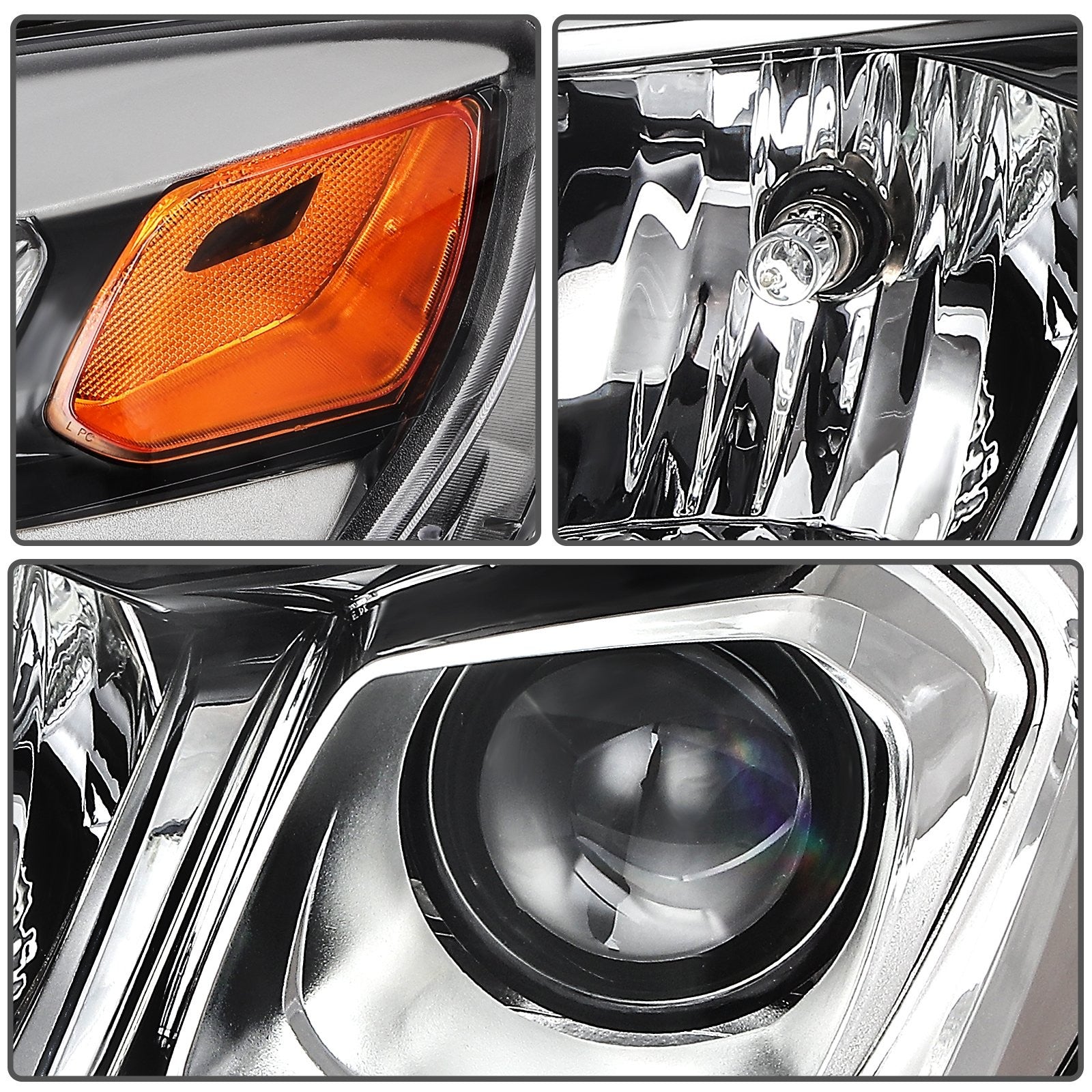 ECCPP Headlights Assembly For Chevrolet Equinox 2.4L 3.6L 2016-2017 Pair Black 6B93BC-57