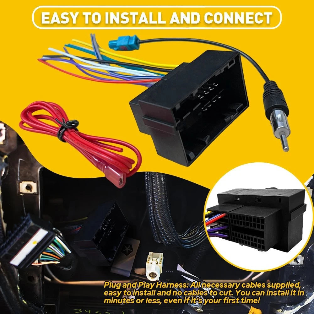 Car Stereo Radio Wire Harness Antenna Adapter For Dodge RAM 1500 2500 2013-19 EA 6B93BC-57