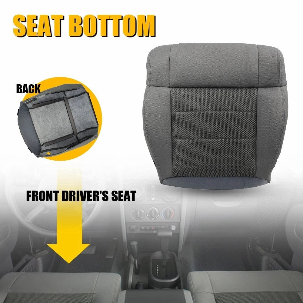 Left Driver Bottom Cloth Seat Cover Gray for 2007-2010 Jeep Wrangler Sahara EOA 6B93BC-57