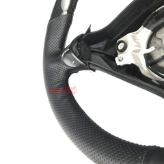 Glossy Carbon Fiber &Black Leather Steering Wheel Wrap Cover For Porsche Carrera