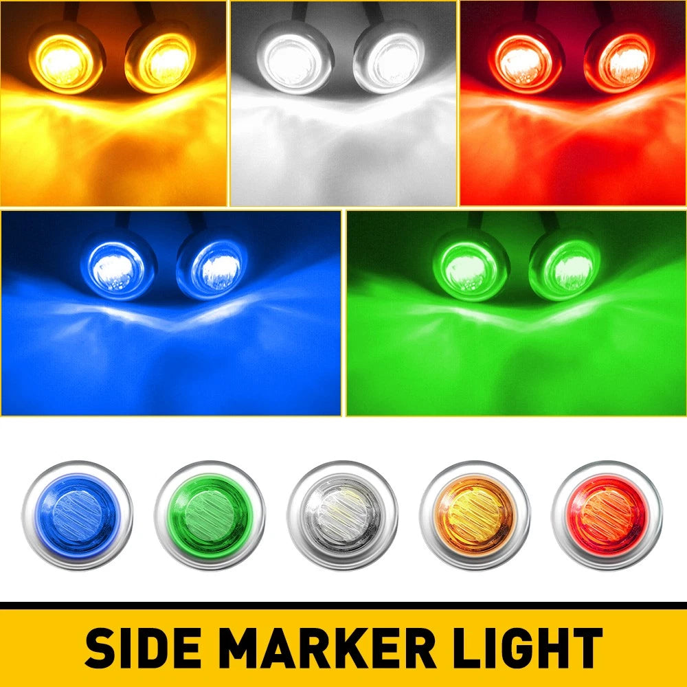 20/50/100PC LED Marker Lights 3/4" Truck Trailer Side Lamp With Stailness Base A 6B93BC-57