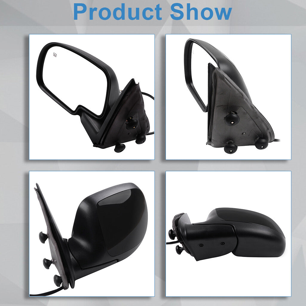 Driver Side Power Heated Tow Mirror For 2000-2002 Chevy GMC Black Smooth 6B93BC-57