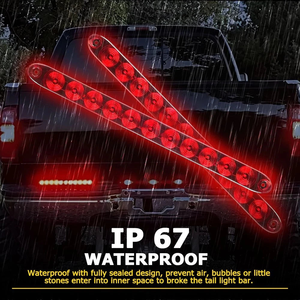 2PCS 15" 11 LED Red Truck Trailer Light Bar Stop Turn Tail Brake Light Strip Kit 6B93BC-57