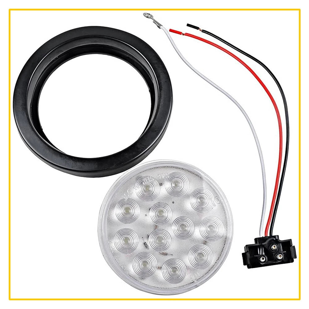 2X 4" Trailer Truck LED Round Reverse Backup DRL Tail Running Lights White 6B93BC-57