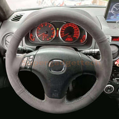 Black Suede Steering Wheel Hand-stitch on Wrap Cover For Mazda 3 5 6 2003-2009