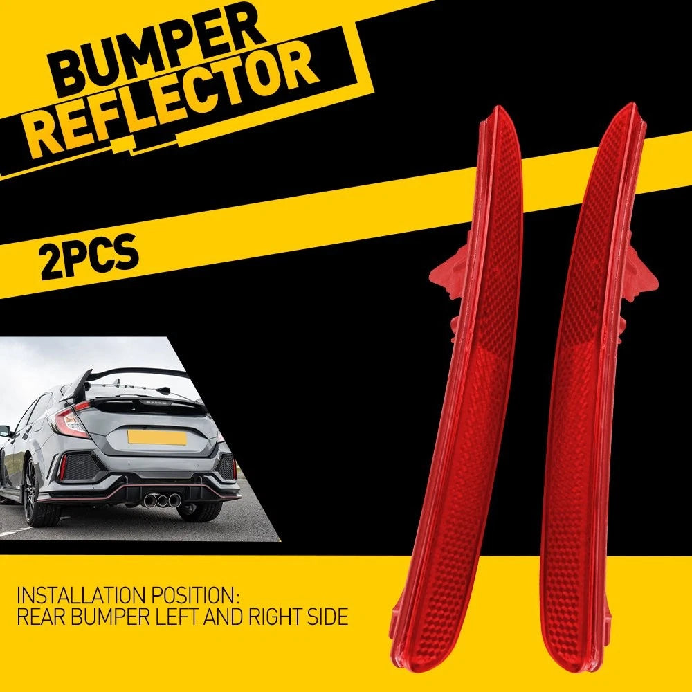 Fits Honda 2017-2021 Civic Hatchback Red Lens Rear Bumper Reflectors Assemblies 6B93BC-57