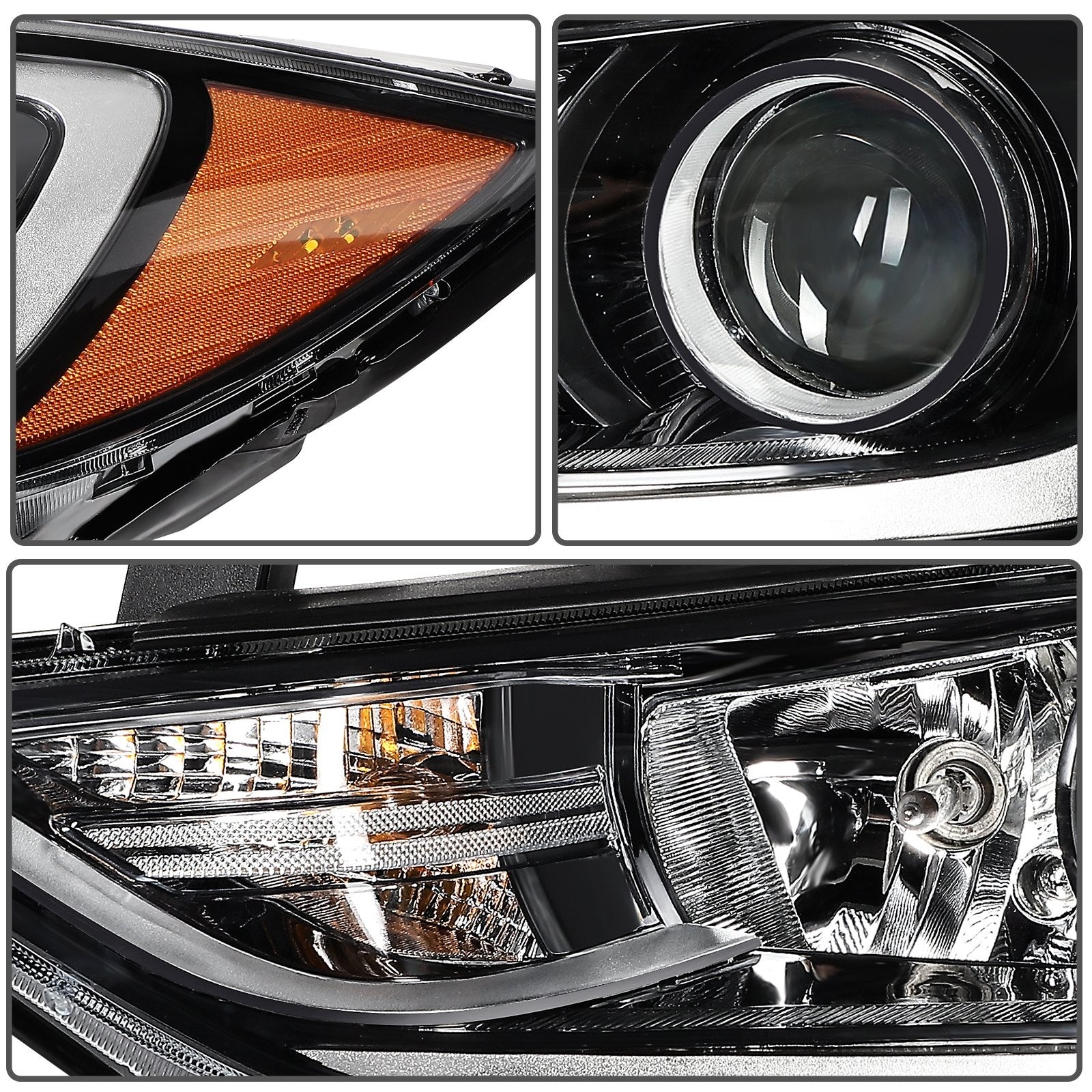 ECCPP Headlight Assembly For Hyundai Elantra 2017-2018 Driver Left Side Black 6B93BC-57