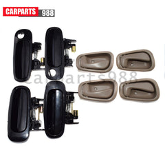 Black Outside +Beige Inside Door HandleFront Rear for 98-02 Toyota Corolla Prizm 6B93BC-57