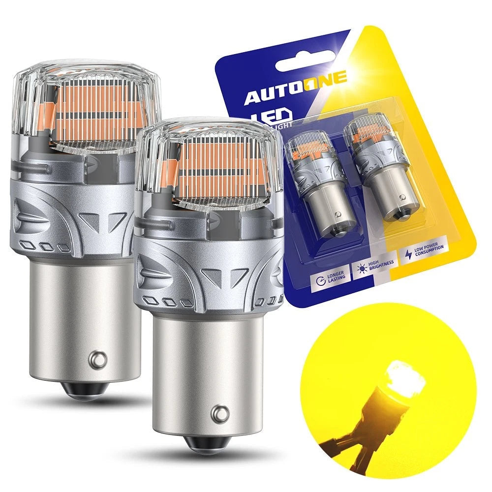 2X AUTOONE 1156 Amber LED Turn Signal Light Bulb Error Free Anti Hyper Flash EOA AUTOONE
