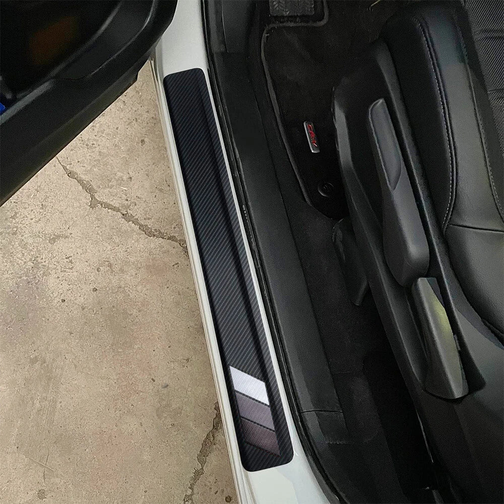 4Pcs Carbon Fiber Sticker For Toyota Car Door Sill Protector Door Step Plate US 6B93BC-57