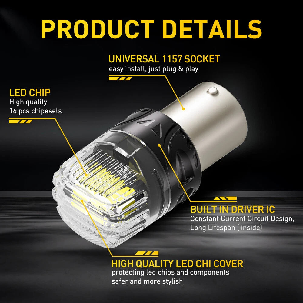 AUXITO 1157 LED Tail Brake Stop Reverse Parking Turn Signal DRL Light Bulb White AUXITO