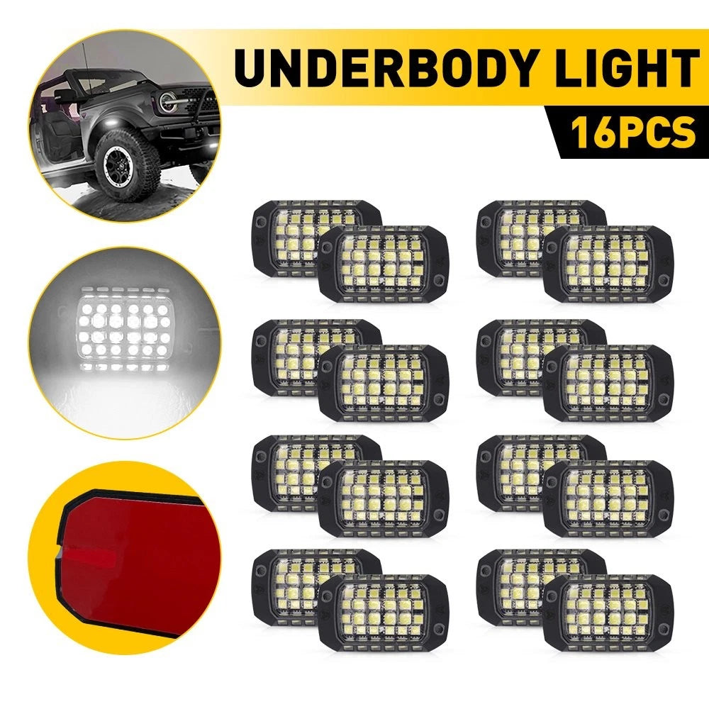16PCS White 36-LED Rock Underbody Light Kit Glow Lamp Neon Truck Motorcycle EOA 6B93BC-57